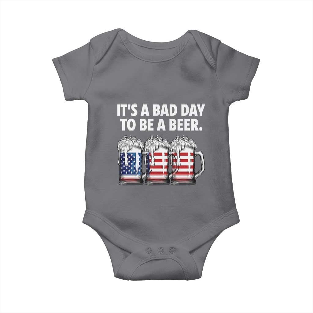 Beer American Flag 4th of July Baby Onesie Bad Day to Be A Beer TS14 Charcoal Print Your Wear