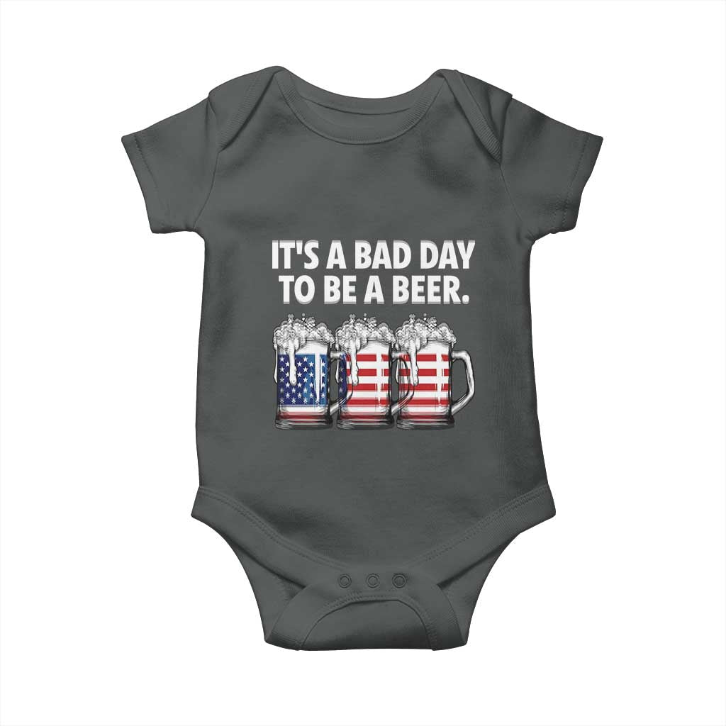 Beer American Flag 4th of July Baby Onesie Bad Day to Be A Beer TS14 Dark Heather Print Your Wear