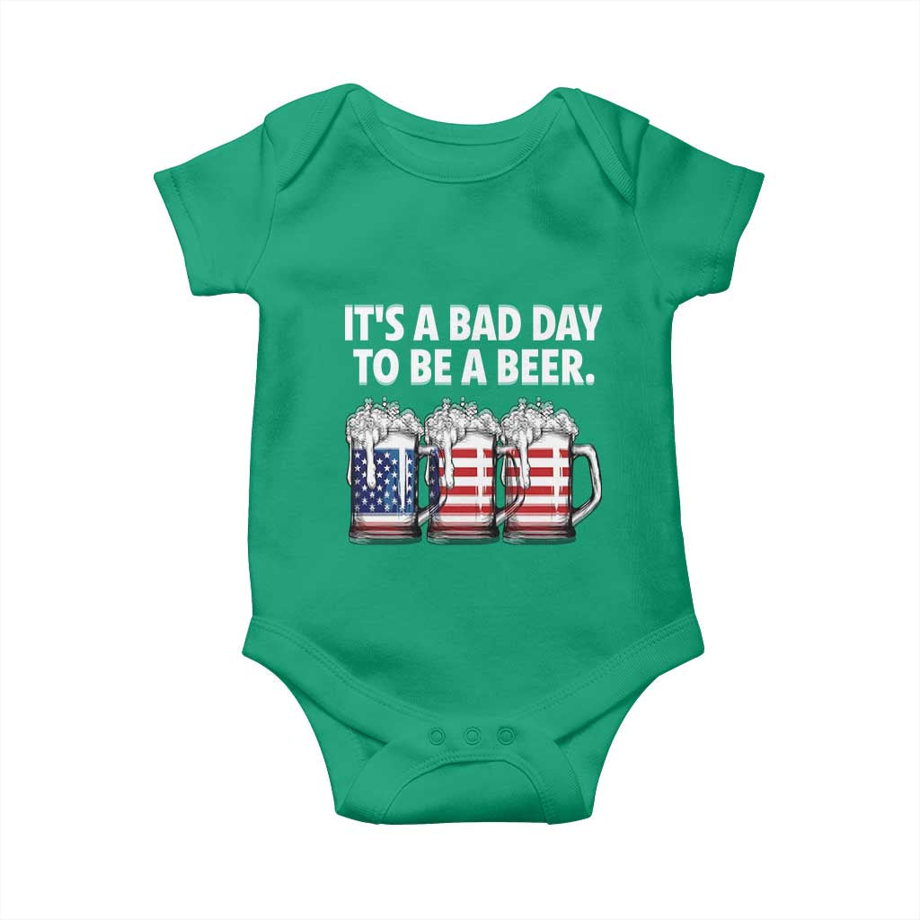 Beer American Flag 4th of July Baby Onesie Bad Day to Be A Beer TS14 Irish Green Print Your Wear