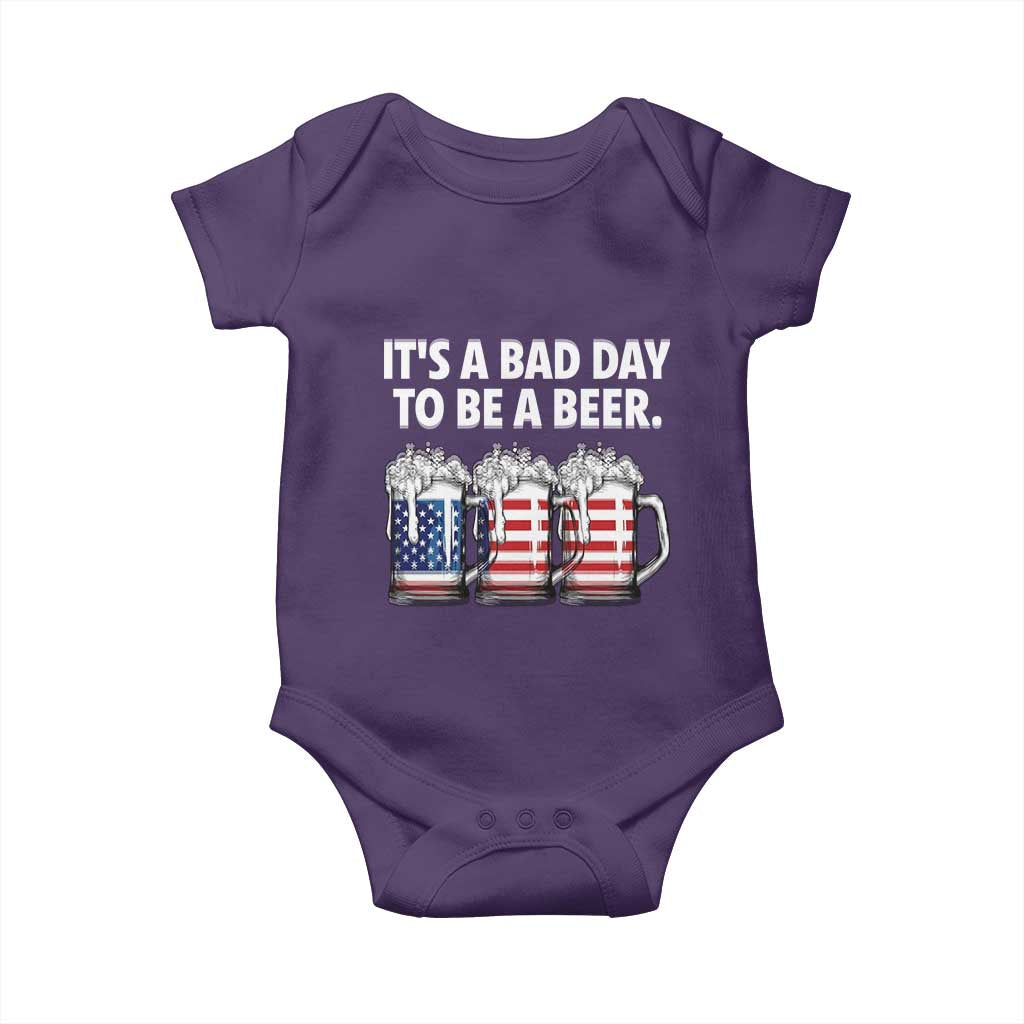 Beer American Flag 4th of July Baby Onesie Bad Day to Be A Beer TS14 Purple Print Your Wear