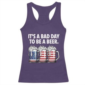 Beer American Flag 4th of July Racerback Tank Top Bad Day to Be A Beer TS14 Purple Print Your Wear