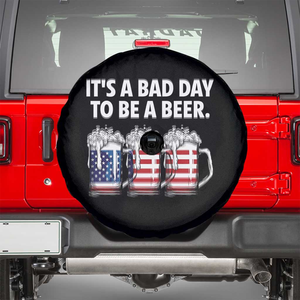 Beer American Flag 4th of July Spare Tire Cover Bad Day to Be A Beer TS14 Black Print Your Wear