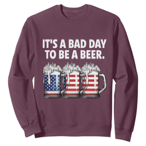 Beer American Flag 4th of July Sweatshirt Bad Day to Be A Beer TS14 Maroon Print Your Wear