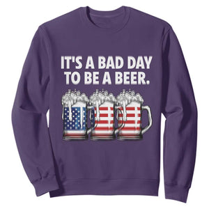 Beer American Flag 4th of July Sweatshirt Bad Day to Be A Beer TS14 Purple Print Your Wear