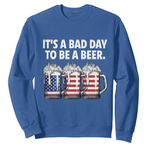Beer American Flag 4th of July Sweatshirt Bad Day to Be A Beer TS14 Royal Blue Print Your Wear