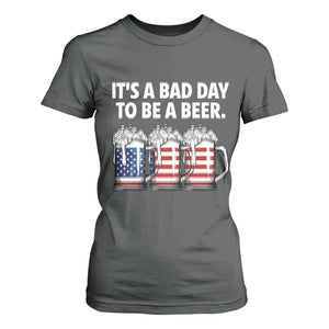 Beer American Flag 4th of July T Shirt For Women Bad Day to Be A Beer TS14 Dark Heather Print Your Wear