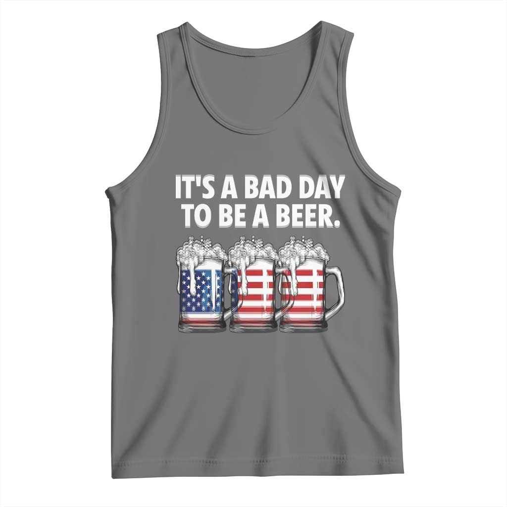 Beer American Flag 4th of July Tank Top Bad Day to Be A Beer TS14 Black Heather Print Your Wear