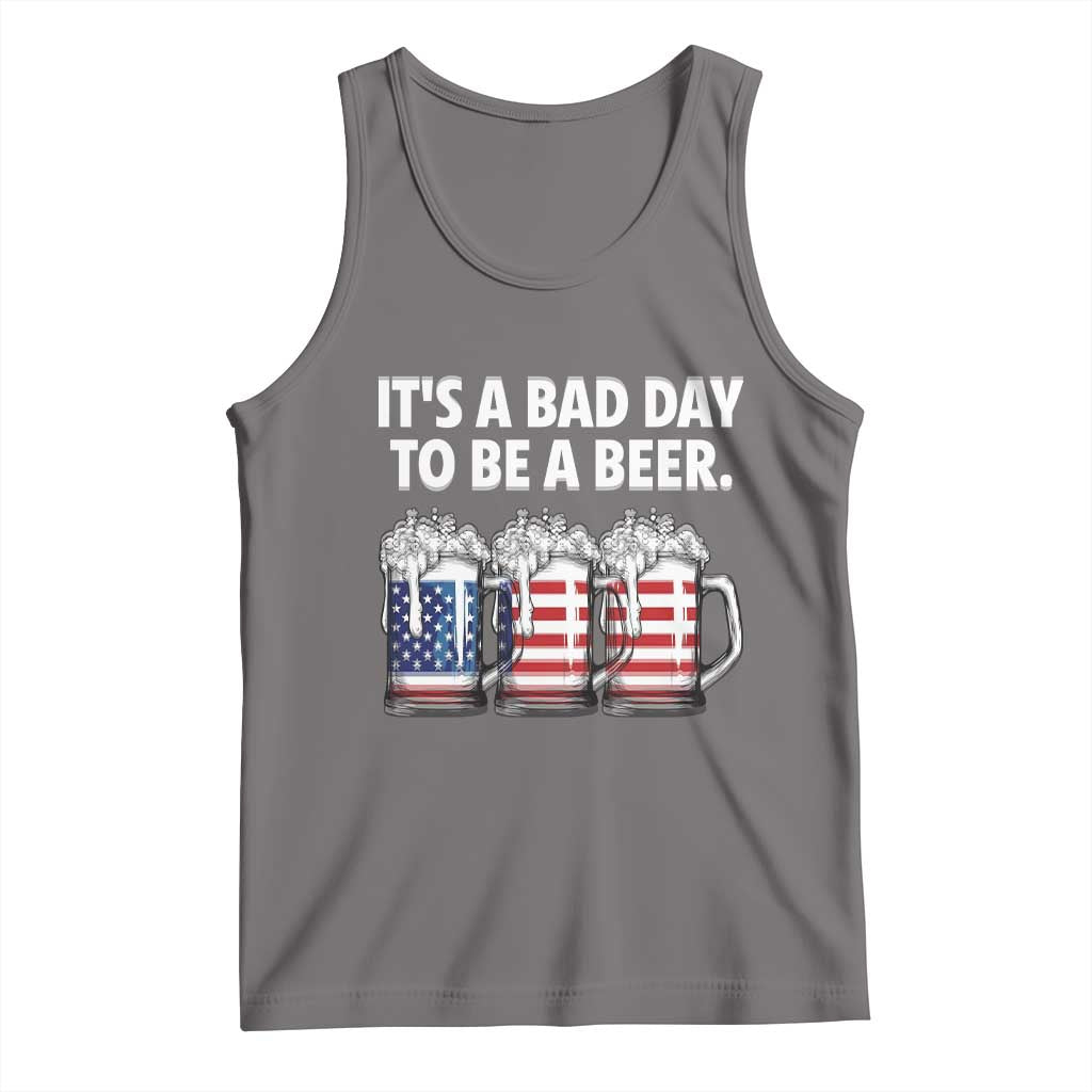 Beer American Flag 4th of July Tank Top Bad Day to Be A Beer TS14 Deep Heather Print Your Wear