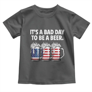 Beer American Flag 4th of July Toddler T Shirt Bad Day to Be A Beer TS14 Dark Heather Print Your Wear