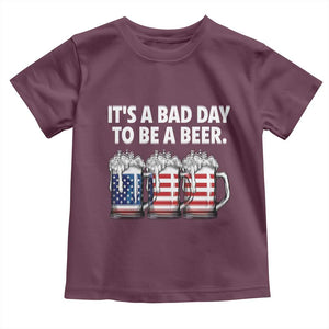 Beer American Flag 4th of July Toddler T Shirt Bad Day to Be A Beer TS14 Maroon Print Your Wear