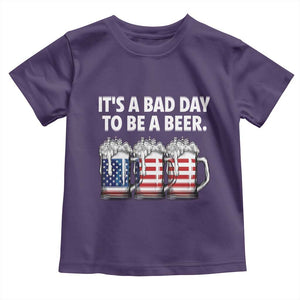 Beer American Flag 4th of July Toddler T Shirt Bad Day to Be A Beer TS14 Purple Print Your Wear