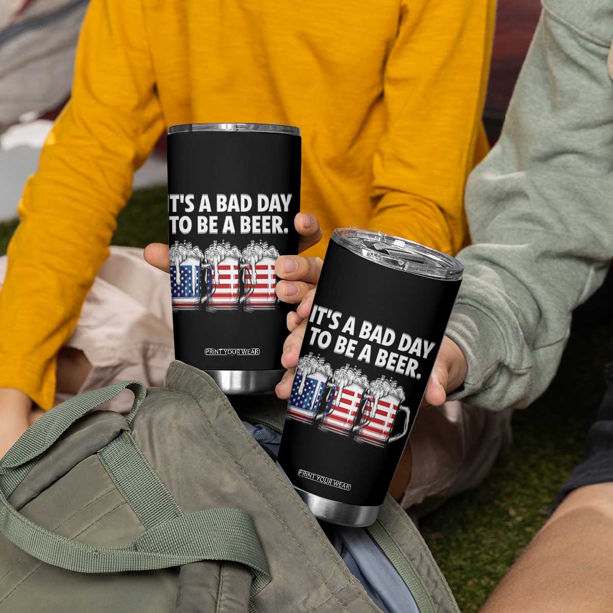 Beer American Flag 4th of July Tumbler Cup Bad Day to Be A Beer TS14 Print Your Wear