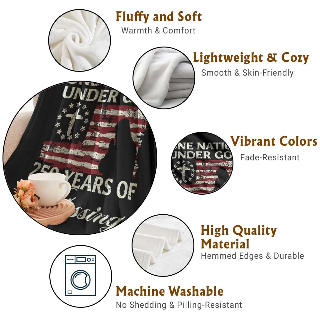 250th Anniversary USA Throw Blanket One Nation Under God 250 Years Of Blessing TS14 Print Your Wear