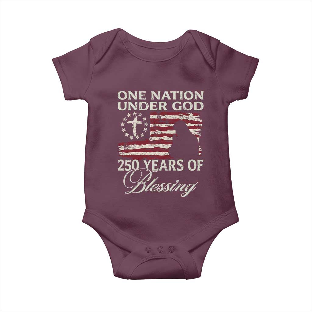 250th Anniversary USA Baby Onesie One Nation Under God 250 Years Of Blessing TS14 Maroon Print Your Wear