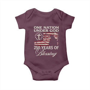 250th Anniversary USA Baby Onesie One Nation Under God 250 Years Of Blessing TS14 Maroon Print Your Wear
