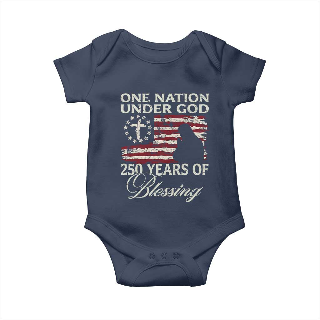 250th Anniversary USA Baby Onesie One Nation Under God 250 Years Of Blessing TS14 Navy Print Your Wear