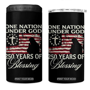 250th Anniversary USA 4 in 1 Can Cooler Tumbler One Nation Under God 250 Years Of Blessing TS14 One Size: 16 oz Black Print Your Wear