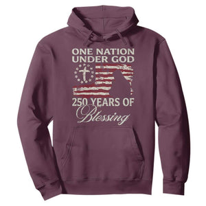 250th Anniversary USA Hoodie One Nation Under God 250 Years Of Blessing TS14 Maroon Print Your Wear