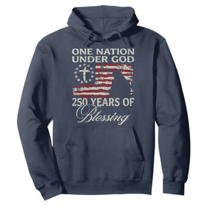 250th Anniversary USA Hoodie One Nation Under God 250 Years Of Blessing TS14 Navy Print Your Wear