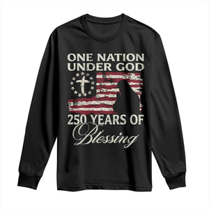 250th Anniversary USA Long Sleeve Shirt One Nation Under God 250 Years Of Blessing TS14 Black Print Your Wear