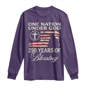 250th Anniversary USA Long Sleeve Shirt One Nation Under God 250 Years Of Blessing TS14 Purple Print Your Wear