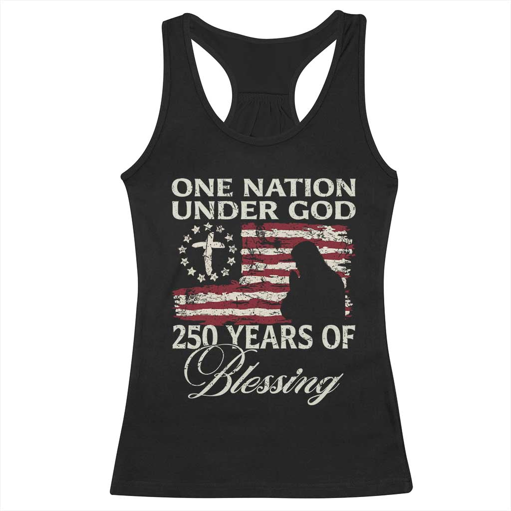 250th Anniversary USA Racerback Tank Top One Nation Under God 250 Years Of Blessing TS14 Black Print Your Wear