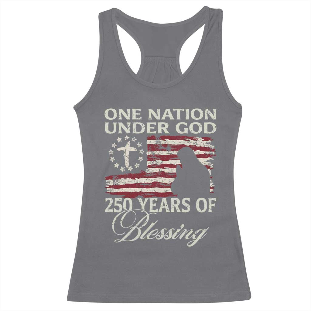 250th Anniversary USA Racerback Tank Top One Nation Under God 250 Years Of Blessing TS14 Charcoal Print Your Wear