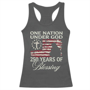 250th Anniversary USA Racerback Tank Top One Nation Under God 250 Years Of Blessing TS14 Dark Heather Print Your Wear