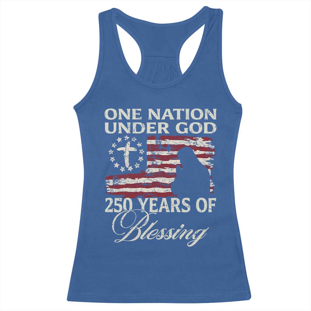 250th Anniversary USA Racerback Tank Top One Nation Under God 250 Years Of Blessing TS14 Royal Blue Print Your Wear