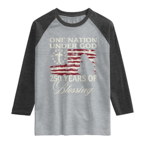 250th Anniversary USA Raglan Shirt One Nation Under God 250 Years Of Blessing TS14 Heather Gray Heather Charcoal Print Your Wear