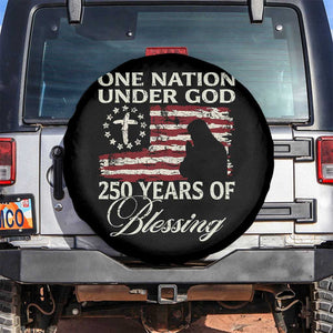 250th Anniversary USA Spare Tire Cover One Nation Under God 250 Years Of Blessing TS14 No hole Black Print Your Wear