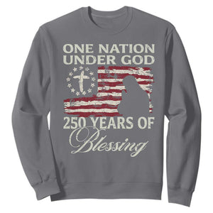 250th Anniversary USA Sweatshirt One Nation Under God 250 Years Of Blessing TS14 Charcoal Print Your Wear