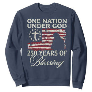 250th Anniversary USA Sweatshirt One Nation Under God 250 Years Of Blessing TS14 Navy Print Your Wear
