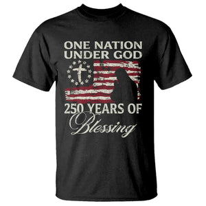 250th Anniversary USA T Shirt One Nation Under God 250 Years Of Blessing TS14 Black Print Your Wear
