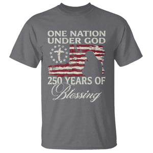 250th Anniversary USA T Shirt One Nation Under God 250 Years Of Blessing TS14 Charcoal Print Your Wear