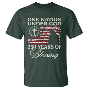 250th Anniversary USA T Shirt One Nation Under God 250 Years Of Blessing TS14 Dark Forest Green Print Your Wear