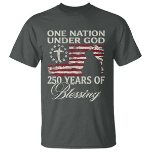 250th Anniversary USA T Shirt One Nation Under God 250 Years Of Blessing TS14 Dark Heather Print Your Wear