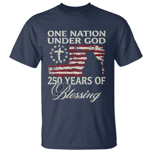 250th Anniversary USA T Shirt One Nation Under God 250 Years Of Blessing TS14 Navy Print Your Wear