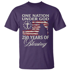 250th Anniversary USA T Shirt One Nation Under God 250 Years Of Blessing TS14 Purple Print Your Wear