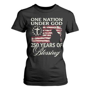 250th Anniversary USA T Shirt For Women One Nation Under God 250 Years Of Blessing TS14 Black Print Your Wear