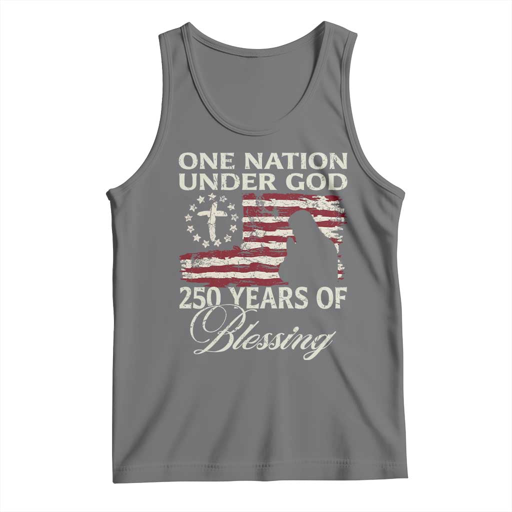 250th Anniversary USA Tank Top One Nation Under God 250 Years Of Blessing TS14 Black Heather Print Your Wear