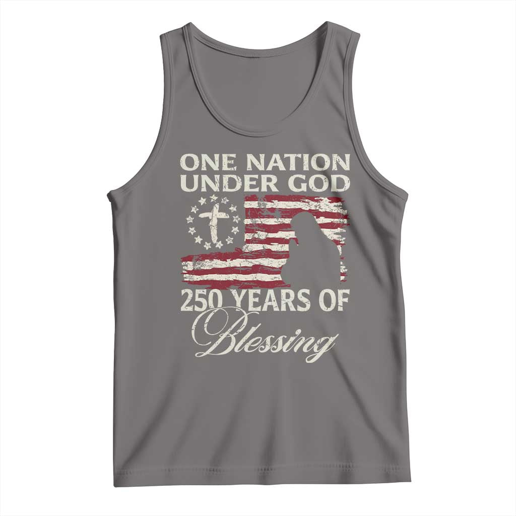 250th Anniversary USA Tank Top One Nation Under God 250 Years Of Blessing TS14 Deep Heather Print Your Wear