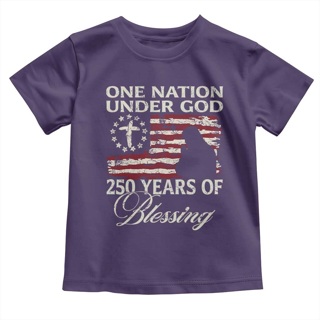 250th Anniversary USA Toddler T Shirt One Nation Under God 250 Years Of Blessing TS14 Purple Print Your Wear