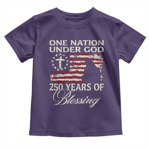 250th Anniversary USA Toddler T Shirt One Nation Under God 250 Years Of Blessing TS14 Purple Print Your Wear