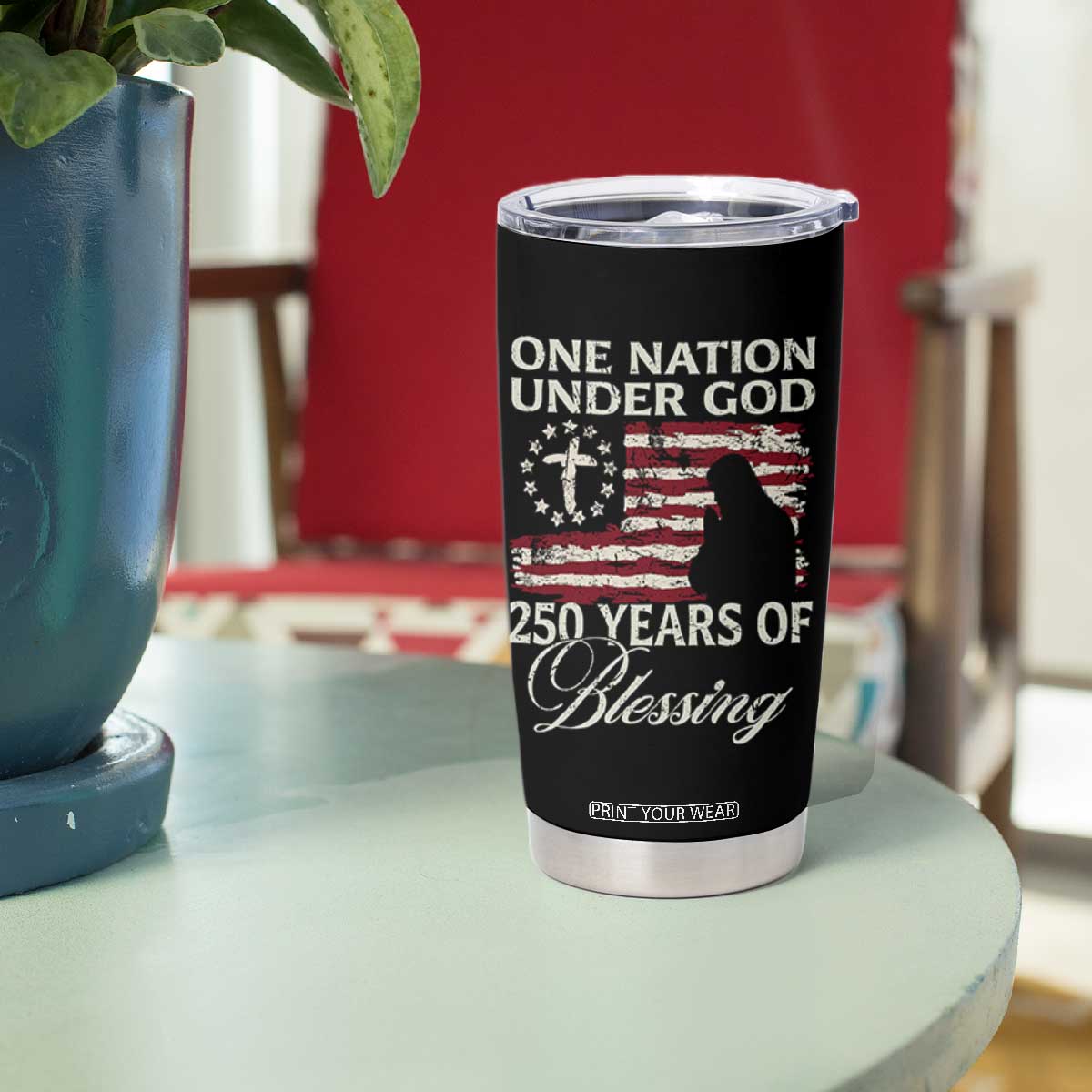 250th Anniversary USA Tumbler Cup One Nation Under God 250 Years Of Blessing TS14 Print Your Wear