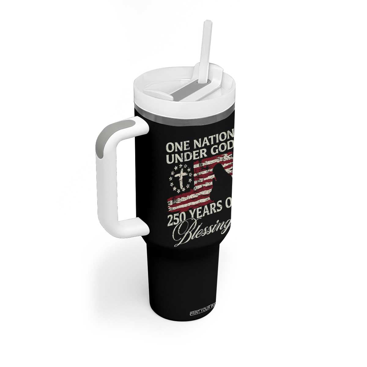 250th Anniversary USA Tumbler With Handle One Nation Under God 250 Years Of Blessing TS14 Print Your Wear