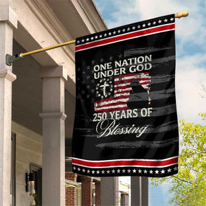 250th Anniversary USA Patriotic Garden Flag One Nation Under God 250 Years Of Blessing TS14 Distressed Black Red Print Your Wear