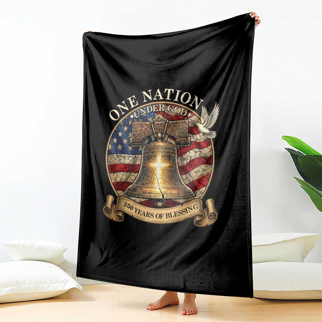 One Nation Under God 250 Years Of Blessing Throw Blanket Christian Cross Bald Eagle 4th of July TS14 Print Your Wear