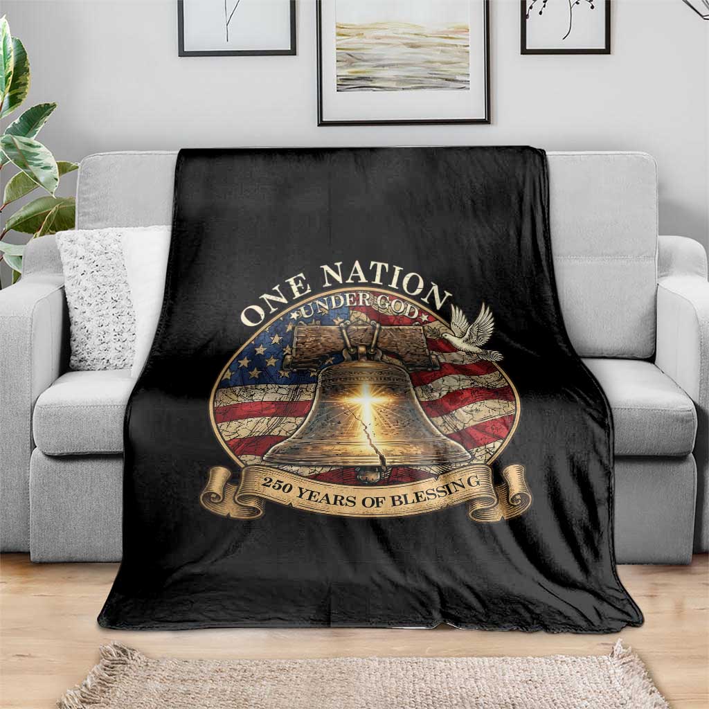 One Nation Under God 250 Years Of Blessing Throw Blanket Christian Cross Bald Eagle 4th of July TS14 Print Your Wear