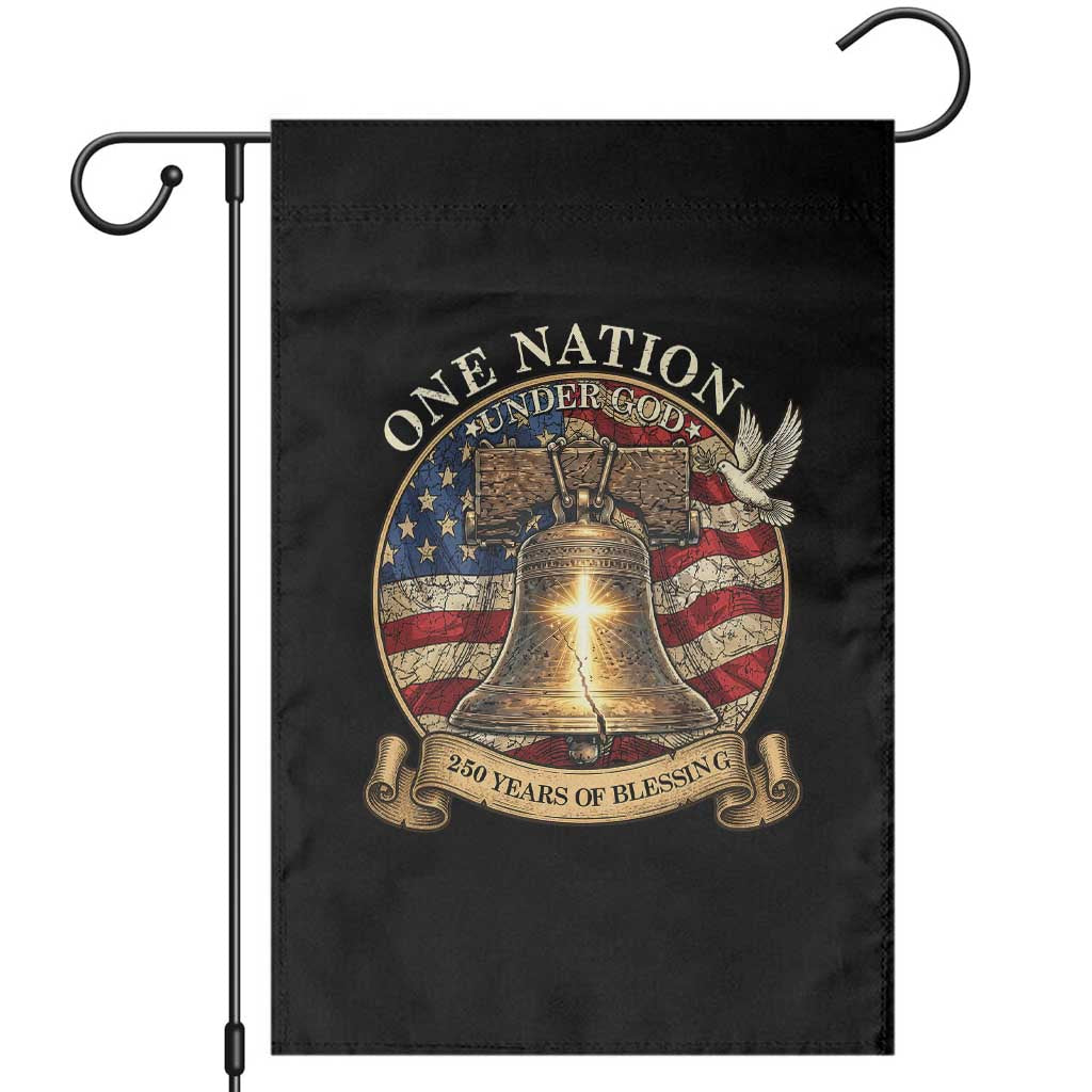One Nation Under God 250 Years Of Blessing Garden Flag Christian Cross Bald Eagle 4th of July TS14 Black Print Your Wear